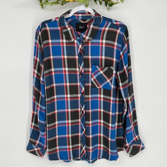 Rails Hunter Blue Black Red Flannel Button Down Shirt Size Large - Picture 2 of 9